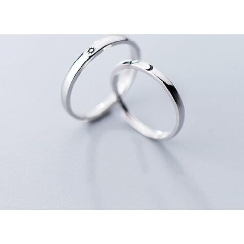 1 Pcs Newest 925 Sterling Silver Rings for Women Adjustable Sun Moon Ring Openning For Men Women Couple Engagement Jewelry