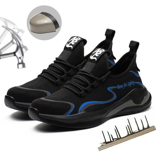 New Work Sneakers With Steel Toe Cap Indestructible Shoes Men Safety Work Shoes Puncture-Proof Boots Lightweight and Breathable