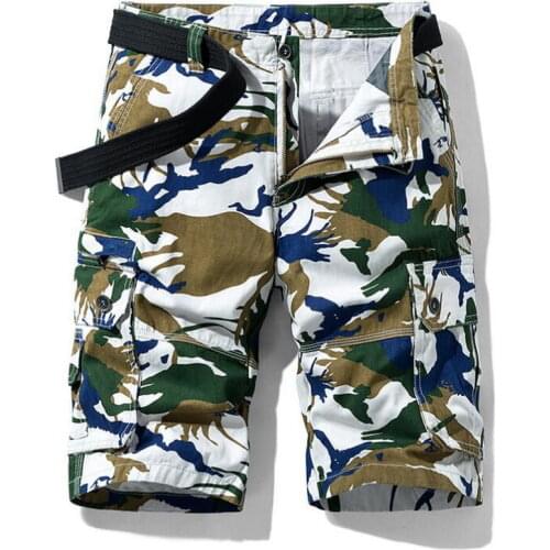 Summer Thin Cargo Shorts Mens Camouflage Loose Five-Point Pants Straight Casual Mens Cotton Breeches Streetwear Shorts