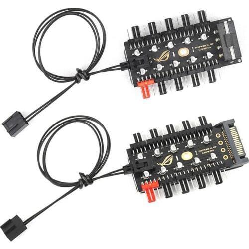 Motherboard 1 to 10 4 Pin PWM Cooler Fan HUB Splitter Extension 12V Power Supply Socket PC Speed Controller Adapter