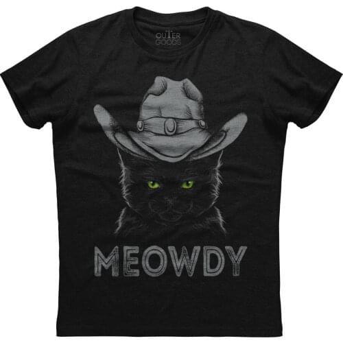 Meowdy. Mashup Between Meow and Howdy. Funny Cat Lovers T-Shirt. Summer Cotton O-Neck Short Sleeve Mens T Shirt New S-3XL