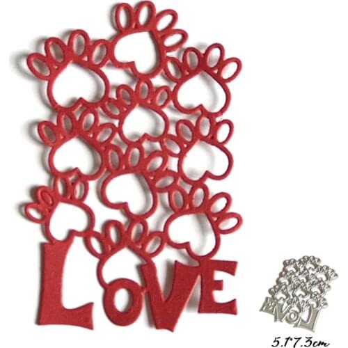 Metal Cutting Dies Cut Die Mold Love Dog Paw Print Decoration Scrapbook Paper Craft Knife Mould Blade Punch Stencils