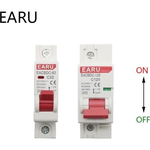 DC 1000V 1P Solar Mini Circuit Breaker Overload Protection Switch 6A 16A 20A 25A 32A 50A 63A 80A 100A 125A Photovoltaic PV MCB