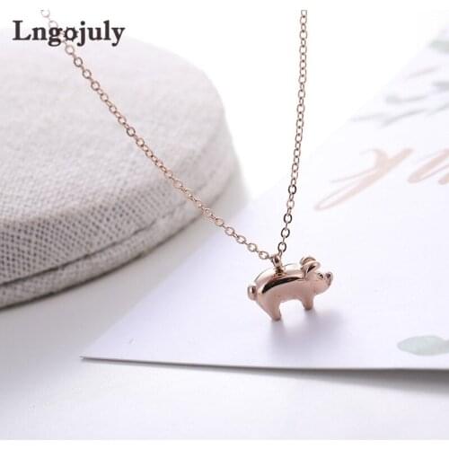 Fashion Women Necklaces Titanium Steel Pig Pendant Necklaces For Women Gril Anniversary Engagement Wedding Necklace Jewelry Gift