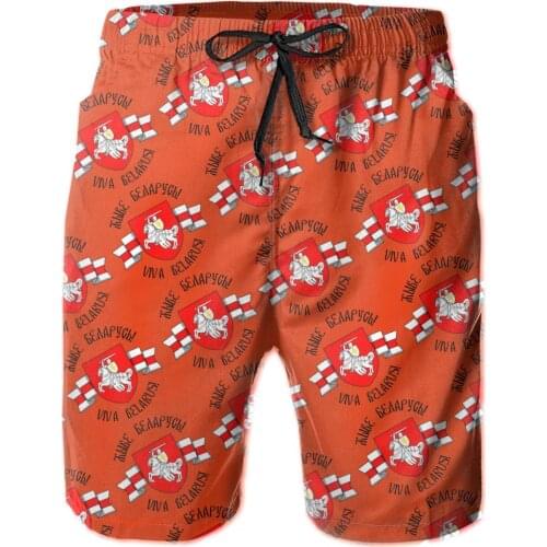 Male Shorts Beach R299 Breathable Quick Dry GeekySports Belarus Pogonya White Red White Flag