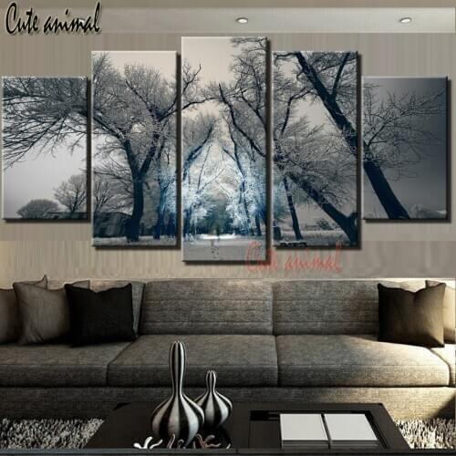 5 pcs set Diamond Painting Nature Scenery Winter forest snow scene Diamond Embroidery Full Square round drill 5D Needlework
