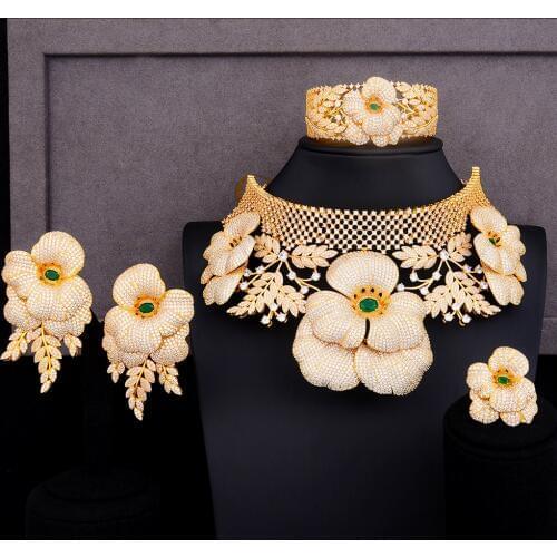 GODKI Luxury Princess Crown Flower Statement Choker Jewelry sets For Women Wedding African Cubic Zircon CZ Dubai Bridal Jewelry