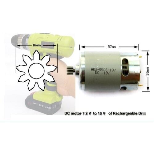 Factory direct HRS-550S-14.4 Voltage 15 Toothed Gear (12.3mm) DC motor of Electric drill