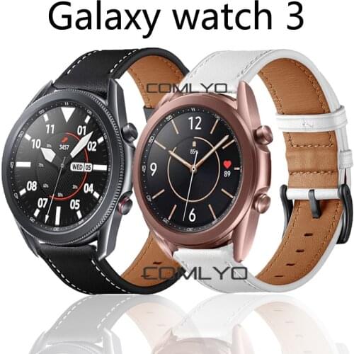 Leather Band For Samsung Galaxy watch 3 45mm 41mm strap smart Watch bands 42/46mm Gear s3 Straps 20mm 22mm Bracelet
