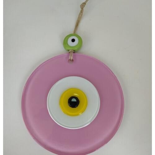 Pink Evil Eye 12cm Glass Bead Pendant Turkish Handmade Big Amulet for Wall Hanging Ojo Turco Talisman Boho Home Decor Nazar