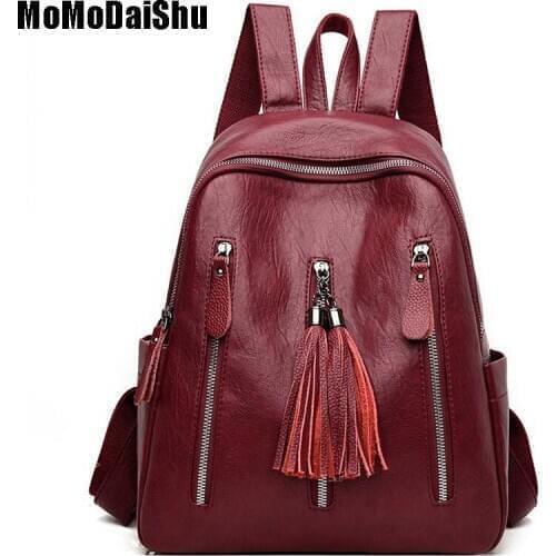 Luxury Brand Women Quality Leather Backpacks Vintage Female Sac a Dos Ladies Bagpack Mochilas School Bags For Girls Preppy