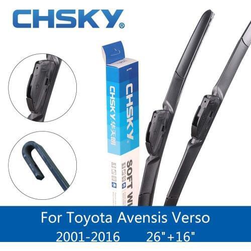 CHSKY Car Windshield Wiper Blade for Toyota Avensis Verso 2001 to 2016 Fit Hook Arms 26"&16" Natural Rubber Windscreen Wipers