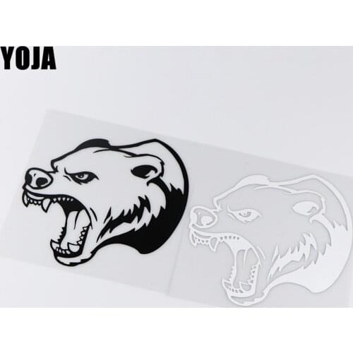 YOJA 16.2X16.6CM Angry Grizzly Bear Head Vinyl Car Sticker Scratch Occlusion Vinyl ZT4-0115