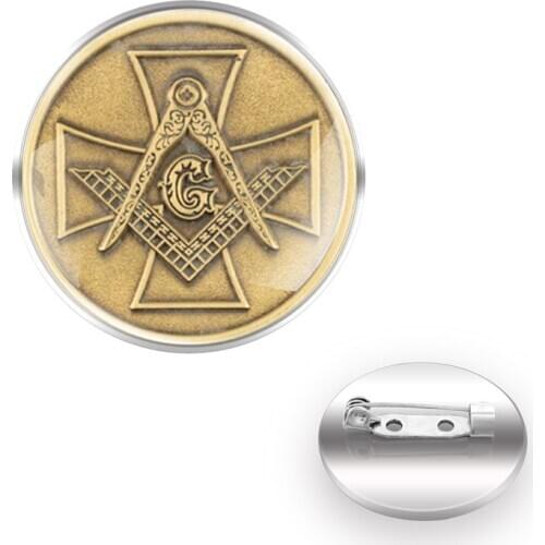 Vintage Masonic Cross Design брошь Brooches брошки женские большие Collar Pin Glass Convex Dome Accessories Gift