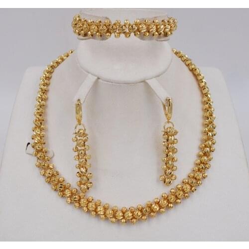 High Quality Ltaly 750 Gold color Jewelry Set For Women african beads jewlery fashion necklace set earring jewelry