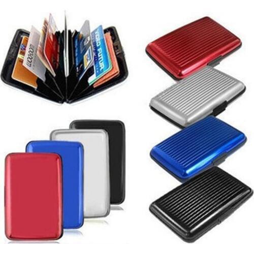 1 Pc Men Aluminum Bank Card Holder Blocking Hard Case Wallet Solid Credit Card Anti-RFID Scanning Protect Card Holder