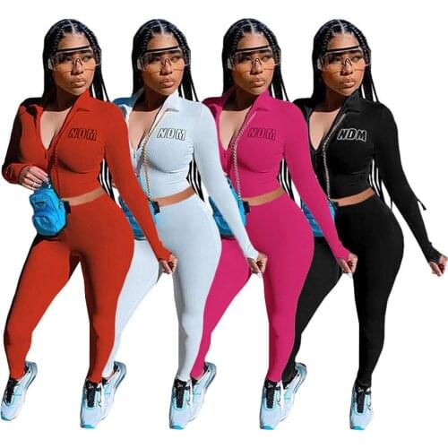 Echoine Women Letter Print Sexy Fitness Tracksuit Set Crop Top and Sporty Jogger Pant Sweatsuit Two Piece set Sports Outfits