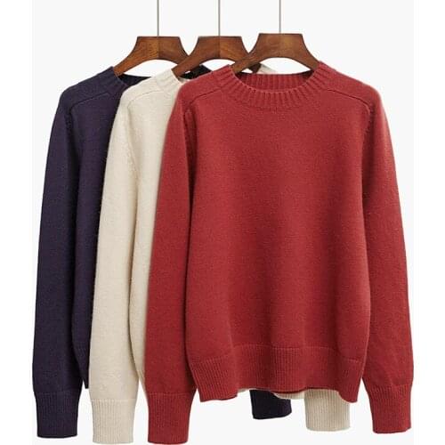 Female Autumn Winter 2021 New Korean Knitting Tops Round Neck Long-sleeve Pullover Sweaters Womens Thick Loose Casual Jumpers