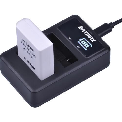 1Pc EN EL14a EN-EL14 White Battery+LED Dual USB Charger for Nikon P7800 P7000 D5500 D5300 D5200 D3300 D5600 D3400