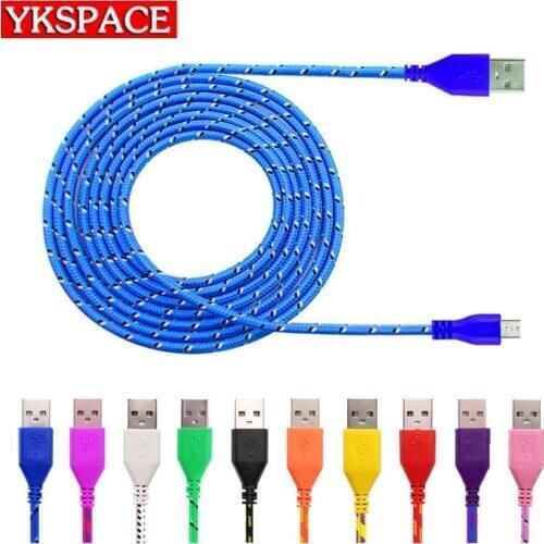 2M 3M Durable Braided Fabric Micro USB Data Sync Charger Cable For Samsung Huawei Xiaomi Android Phone