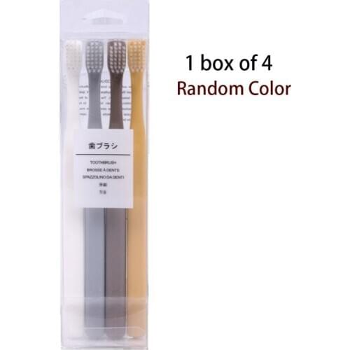 4Pcs/Set Japanese Family Small Head Toothbrush Soft Nylon Bristles Plain Solid Color Handle Oral Care Clean Tool Portable Random