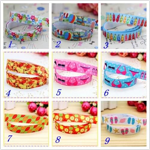 5/8'' Free shipping Fold Elastic FOE fall summer slipper printed headband headwear hairband diy decoration wholesale OEM S130