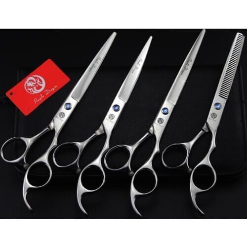 7.0 inch Pet Scissors Dog Grooming Scissors Set Straight Curved Thinning Shears Sharp Edge Animals Hair Cutting Tools