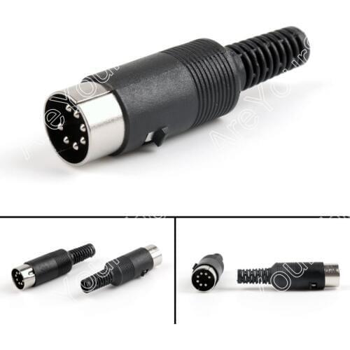 Areyourshop Sale 4Pcs 7Pin DIN Male Plug Adapter Solder Cable Connector Plastic Handle For Audio