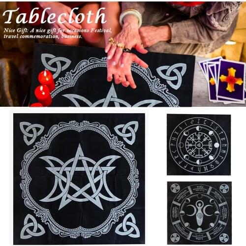 Black Altar Tarot Cards Bag Party Table Cloth Tarot Card Eight Array Table Cloth Retro Tablecloth for Divination Wicca Tapestry