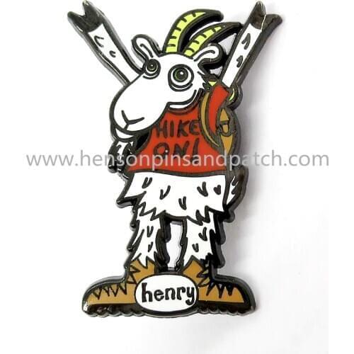 Customized metal hard enamel animals sheep Hike on goat pin lapel pin badge