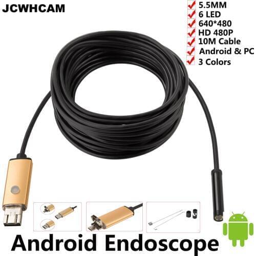 JCWHCAM Endoscope 5.5MM 10M Endoscope HD USB Android Endoscopio Camera IP67 Android Borescope USB Endoskop Inspection Camera