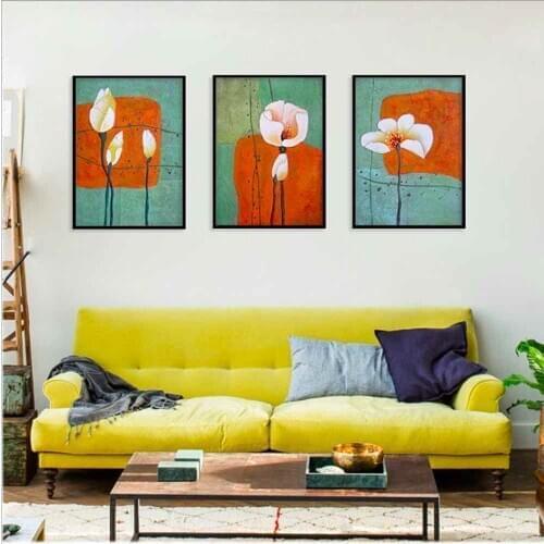 HAOCHU Classical Flower Drawing Canvas Painting Living Room Home Decor Painting Print Poster Simple Nordic Wall Picture