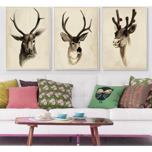 Modern Nordic Ink Painting Deer Head Canvas Painting Art Print Poster Picture Wall Painting Wall Bedroom Home Decor