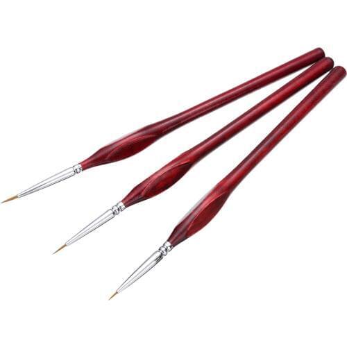 3Pcs Sable Hair Painting Brush Gouache Paint Brushes 7.3inch Fine Detailing Liner 0~000 Pointed Tip Art Supplies