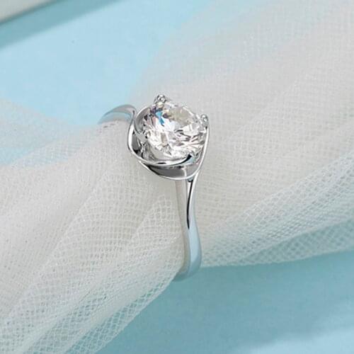 925 silver ring Moissanite ring Romantic flower styling Engagement Anniversary Ring 1ct round excellent cut Proposal ring