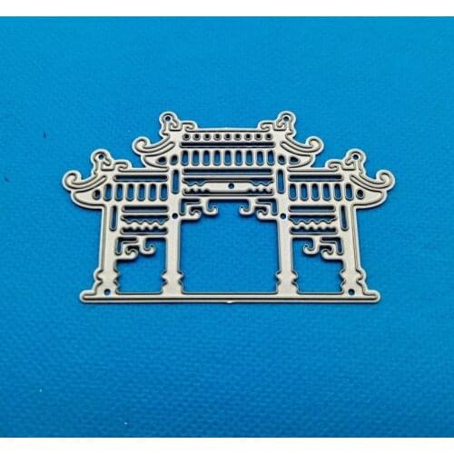Metal Cutting Dies And Stamps Chinese Style Architecture Knife Stencils For Craft Scrapbook Greeting Card Cutting Dies 2021 New