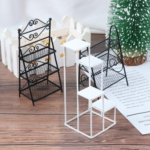 New Arrivals 1/12 Dollhouse Miniature Rack Iron Shelf Flower Stand Decoration Accessories Handmade Toys Gift for Kids