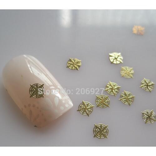 MS316-2 100pcs Sea Series Gold Cute Compass Metal Sticker Nail Art Metal Sticker Nail Art Decoration Non-adhesive Sticker