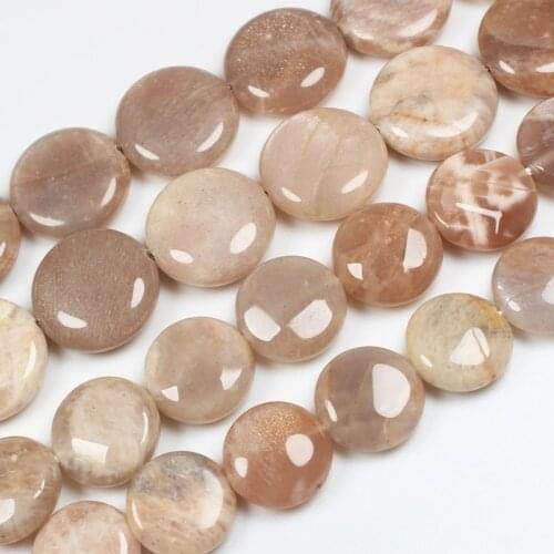 Natural Smooth/Faceted coin shape Sunstone 13,,15,18mm beads 15inch ,100% Natural Stone Guarantee