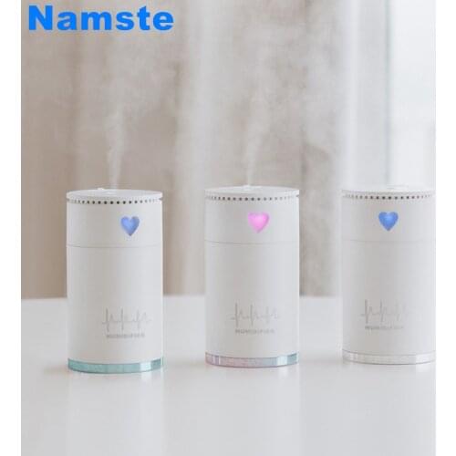 NMT-027 USB Heart Air Humidifier USB Plug Mute Small Humidifier Rechargeable Battery With Night Light For Valentines Day gift
