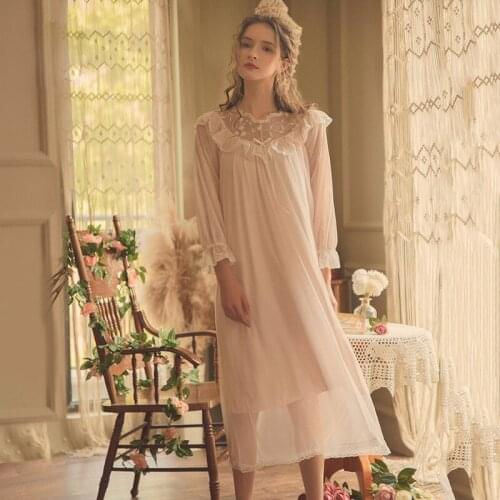 Nightdresse for Women Night Dress Women Sleepwear Night Gown Long Sexy Lace Sleepwear White Vintage Nightgown Princess Nightgown