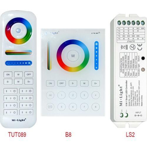 New Hot Milight Wireless LS2 5IN1 RGB CCT LED Smart LED B8 Wall-mounted Touch Panel Control Strip 8 Zone RF Remote Controller