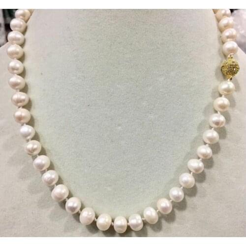 New Genuine Natural 9-10MM white Freshwater Pearl Necklace 18" 36"