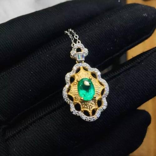New fashion natural emerald necklace real 925 silver women necklace natural gem girl party gift lucky birthstone cancer