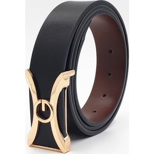 New Men Belts 2019 Cowhide Genuine Leather Belts for Men Women Fashion Gold Smooth Buckle Belts Women Belts Luxury Strap