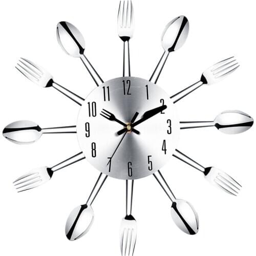Stainless steel knife and fork spoon kitchen restaurant wall clock Home Decoration