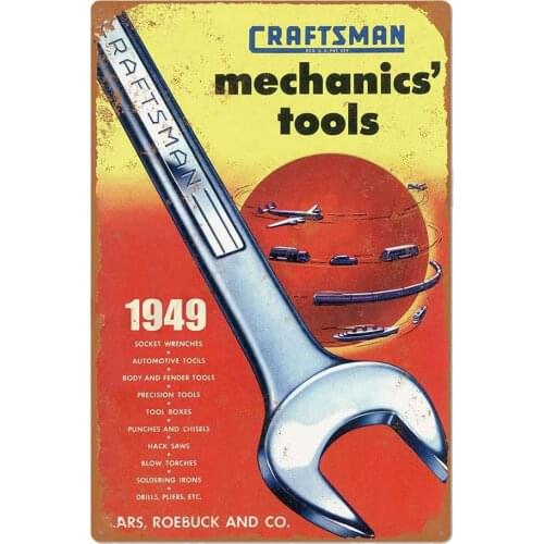 Original Retro Design Machine Tools Tin Metal Signs Wall Art | Thick Tinplate Print Poster Wall Decoration for Garage