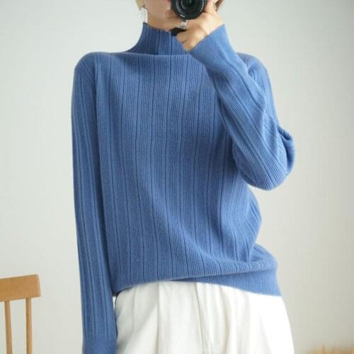 Autumn Winter Sweater Women Pullover Casual Half Turtleneck Long Sleeve Knit Sweater Female Jumpers Solid Basic Cashmere Sweater
