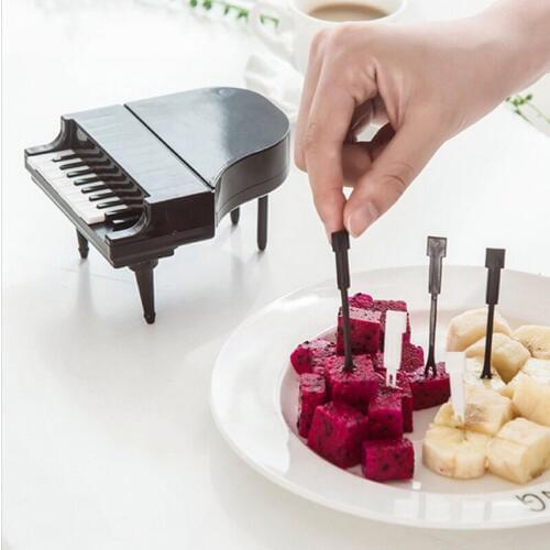 Piano Key Decorative Fruit Forks Plastic Tableware Bar Kitchen Dessert Cutlery