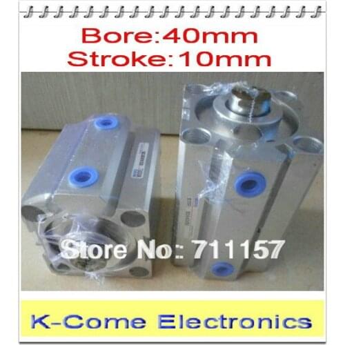 40mm Bore 10mm Stroke 1/8" Port Pneumatic Compact Air Cylinder SDA 40-10 40X10 Thin Alloy Cylinders